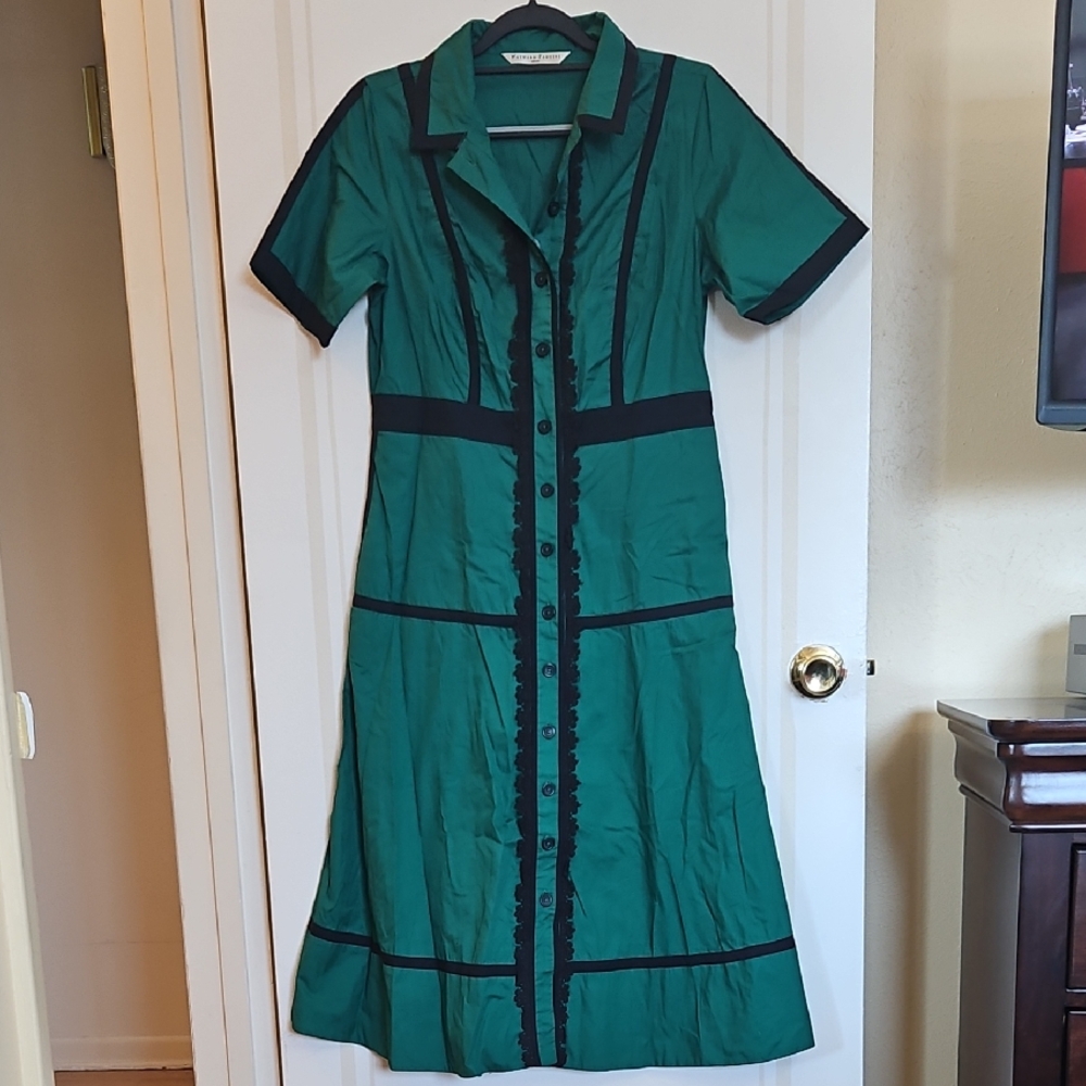 eShakti Teal and Black Midi Dress